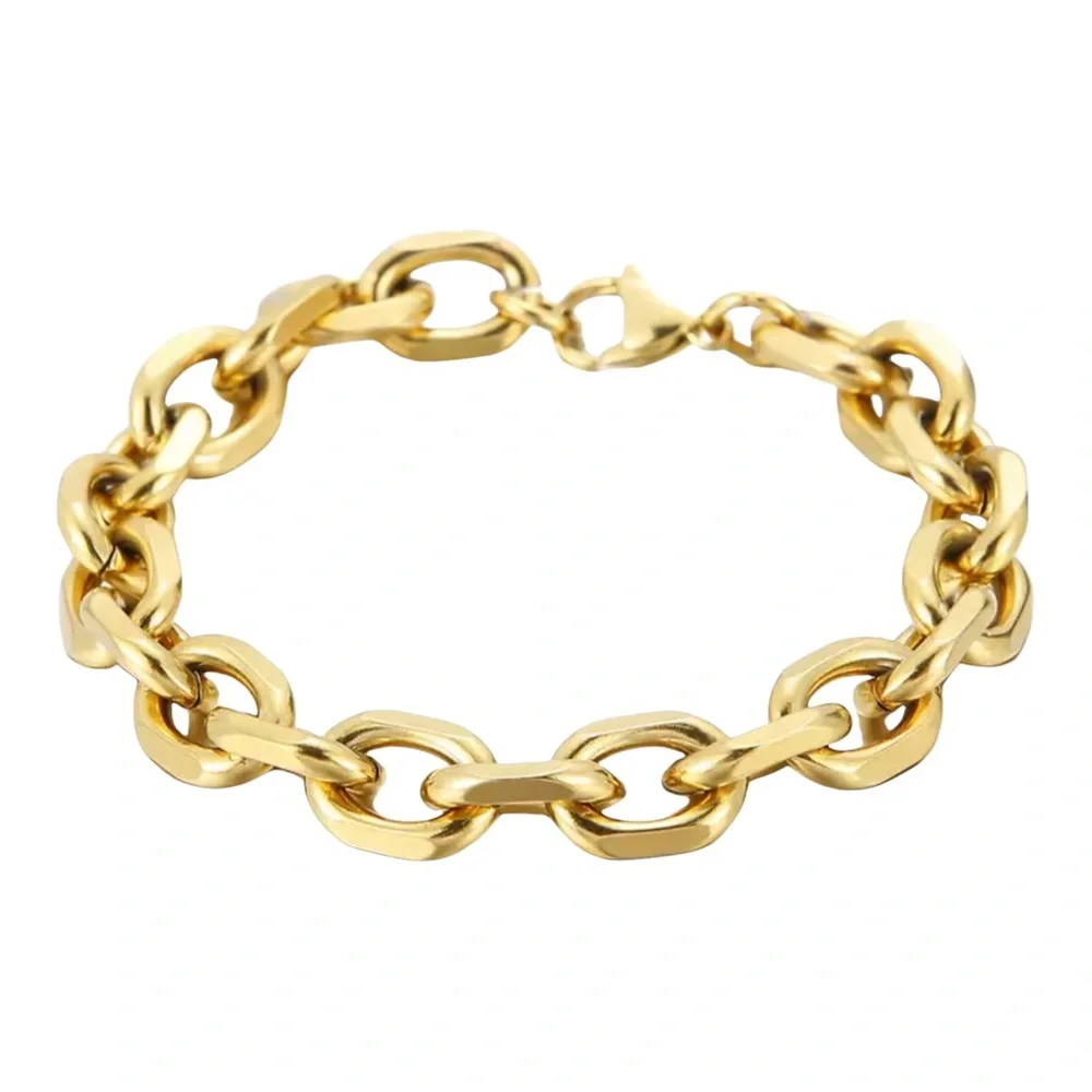 10mm Stainless Steel Cuba O-Chain Men Bracelet - Picture 2 of 6